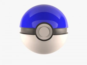 pokemon balls red yllow blue 3D Model