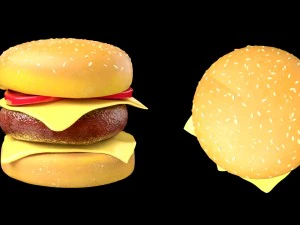 hamburger with chees tomato and meat 3D Model