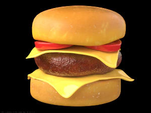 hamburger with chees tomato and meat 3D Model