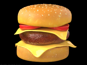 hamburger with chees tomato and meat 3D Model