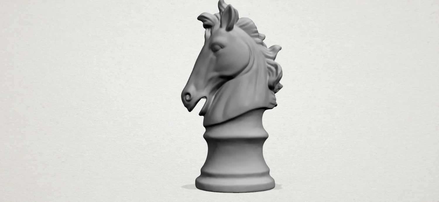 chess - knight 3D Print Model .c4d .max .obj .3ds .fbx .stl .blend 