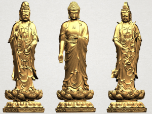 three buddha 3D Print Model