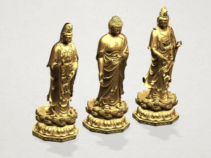 three buddha 3D Print Model
