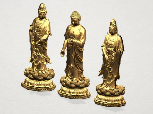 three buddha 3D Print Model