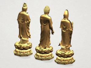 three buddha 3D Print Model