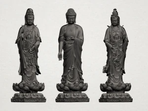 three buddha 3D Print Model