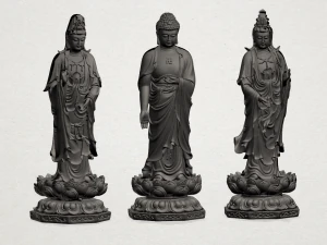 three buddha 3D Print Model