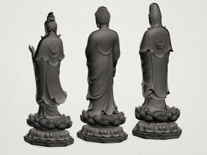 three buddha 3D Print Model
