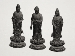 three buddha 3D Print Model