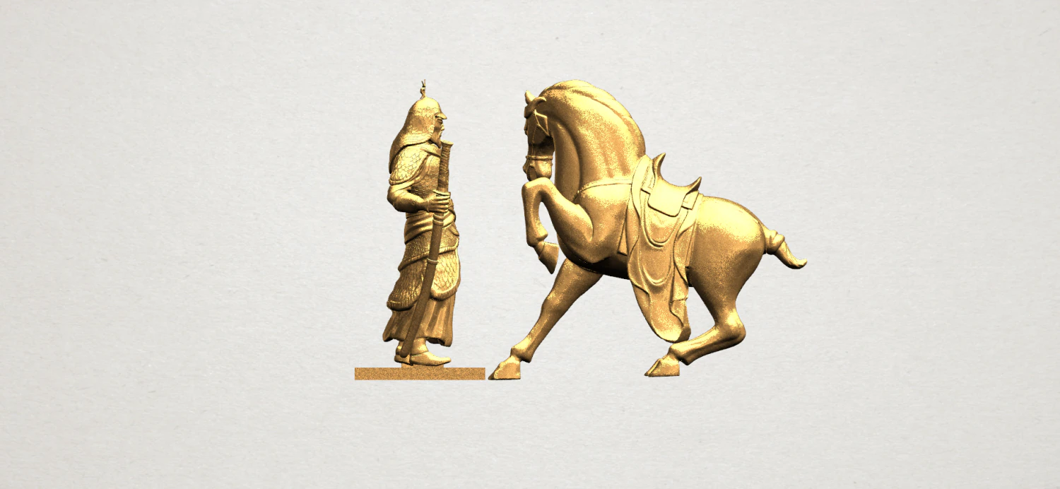 warrior with horse 3D Print Model .c4d .max .obj .3ds .fbx .stl .blend 