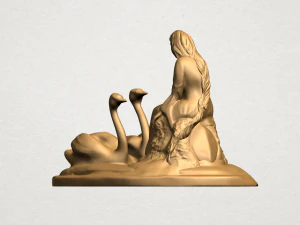 girl with goose 3D Print Model