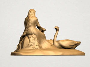 girl with goose 3D Print Model