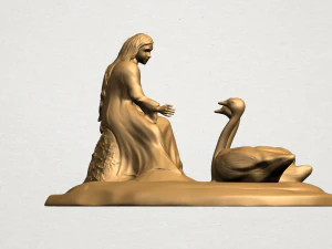 girl with goose 3D Print Model