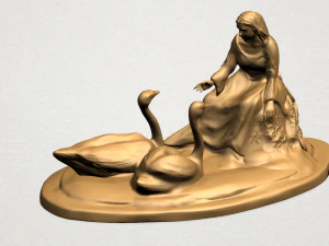 girl with goose 3D Print Model