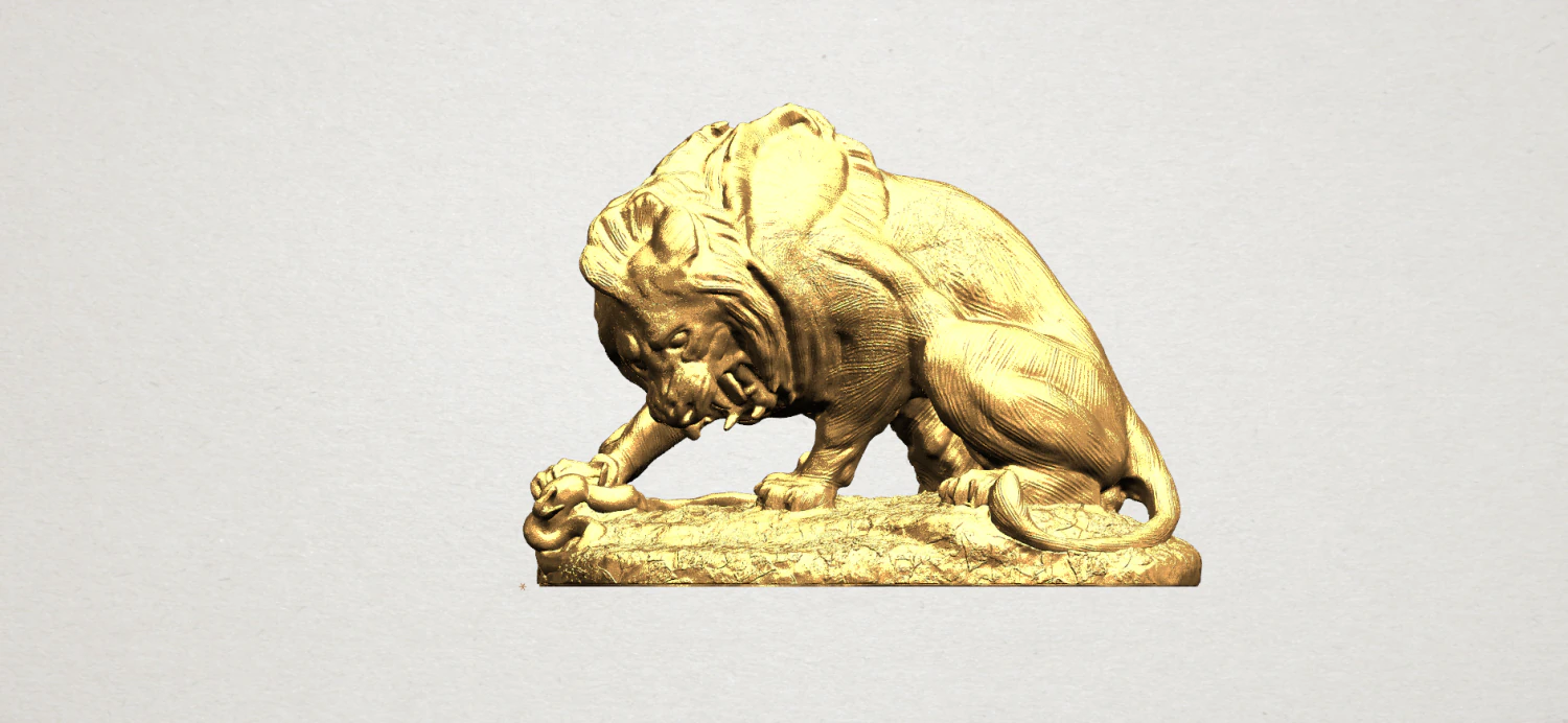 lion 03 with snake 3D Print Model .c4d .max .obj .3ds .fbx .stl .blend 