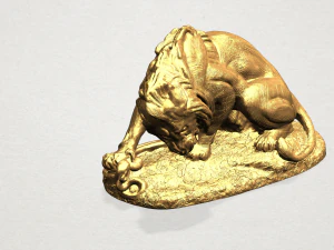 lion 03 with snake 3D Print Model
