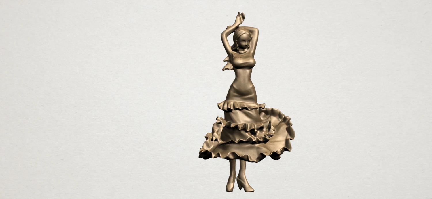 girl with dress 3D Print Model .c4d .max .obj .3ds .fbx .stl .blend 