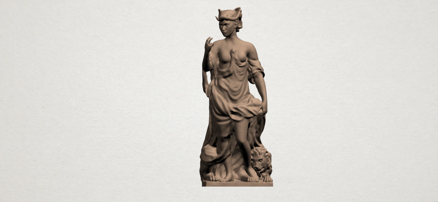 girl with lion 3D Print Model .c4d .max .obj .3ds .fbx .stl .blend 