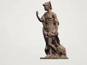 girl with lion 3D Print Model