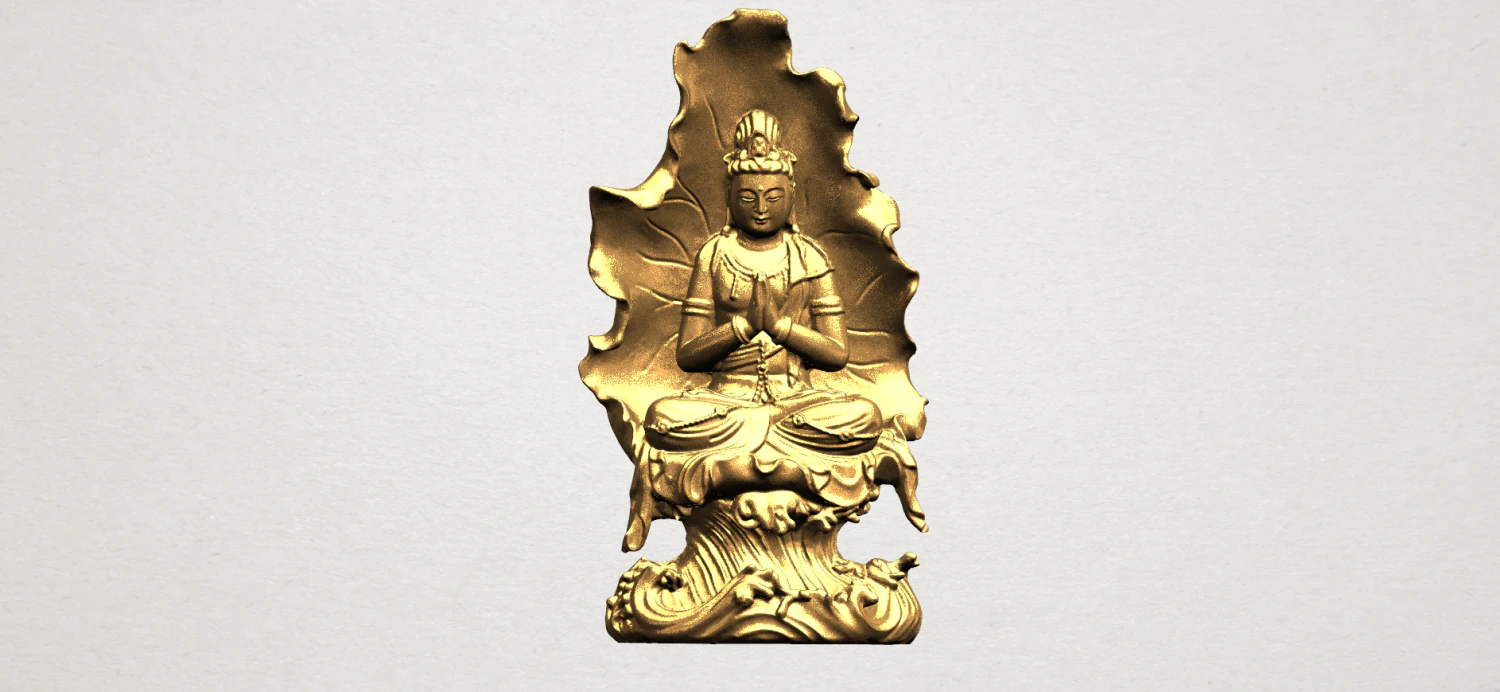 avalokitesvara buddha with lotus leave 02 3D Print Model .c4d .max .obj .3ds .fbx .stl .blend 