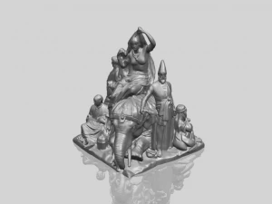 villagers and elephant 3D Print Model