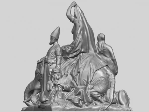 villagers and elephant 3D Print Model