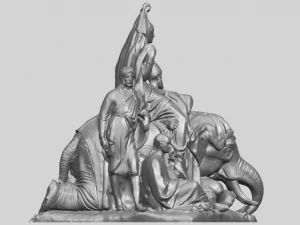 villagers and elephant 3D Print Model
