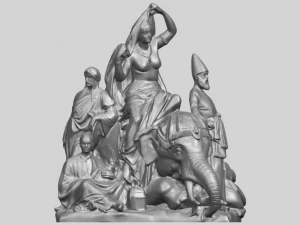 villagers and elephant 3D Print Model