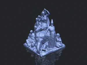 villagers and elephant 3D Print Model