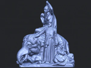 villagers and elephant 3D Print Model