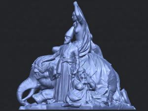 villagers and elephant 3D Print Model