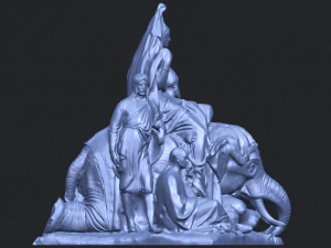 villagers and elephant 3D Print Model