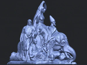 villagers and elephant 3D Print Model