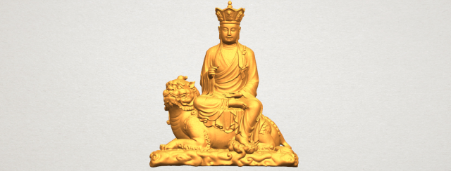 avalokitesvara bodhisattva - sit on lion 3D 打印模型 .c4d .max .obj .3ds .fbx .stl .blend 