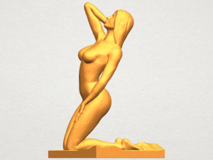 naked girl - bended knees 03 3D-printmodel