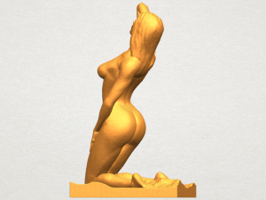 naked girl - bended knees 03 3D-printmodel