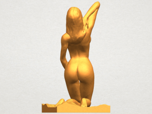 naked girl - bended knees 03 3D-printmodel
