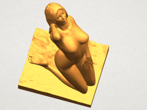naked girl - bended knees 03 3D-printmodel