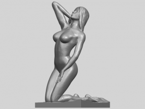naked girl - bended knees 03 3D-printmodel