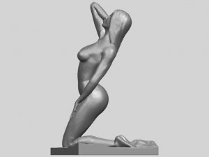 naked girl - bended knees 03 3D-printmodel