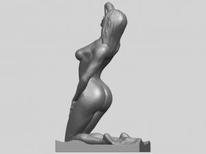 naked girl - bended knees 03 3D-printmodel