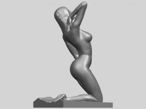 naked girl - bended knees 03 3D Print Model