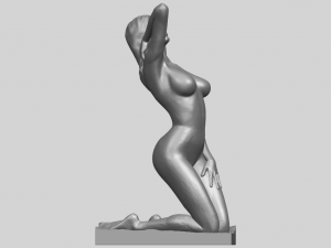 naked girl - bended knees 03 3D-printmodel
