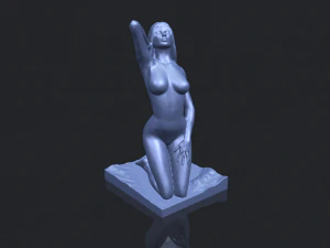 naked girl - bended knees 03 3D Print Model
