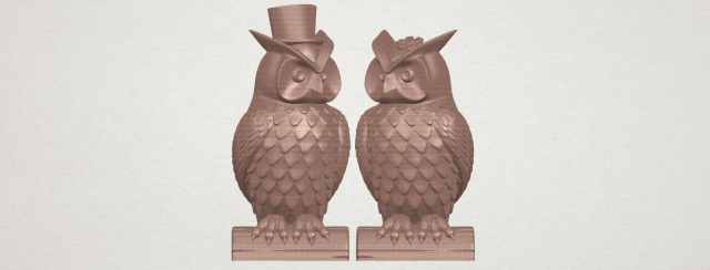 a pair of owl male and female 3Dプリントモデル .c4d .max .obj .3ds .fbx .stl .blend 