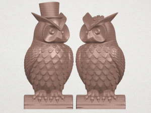 부엉이 한 쌍의 수컷과 암컷 3D 프린트 모델
