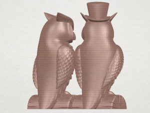 a pair of owl male and female 3Dプリントモデル