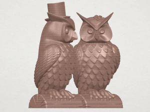 a pair of owl male and female 3D Print Model
