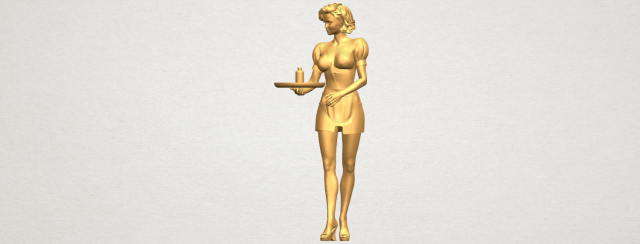beautiful girl 09 waitress 3D-printmodel .c4d .max .obj .3ds .fbx .stl .blend 