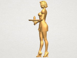 beautiful girl 09 waitress 3D-printmodel